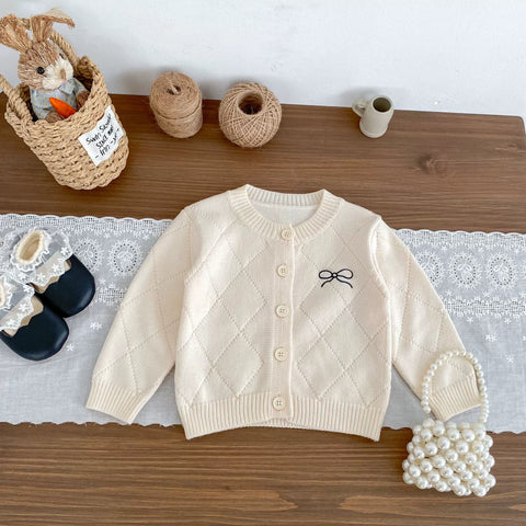 2 Pc Girls Bow Cardigan w/ Flare Pants Set