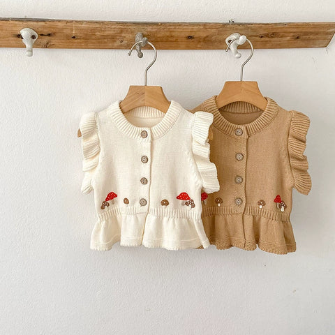 Baby Girl Autumn Mushroom Sweater Vest