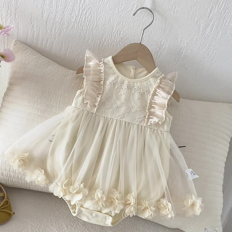 Baby Girl 3D Flower Hem Bodysuit Dress