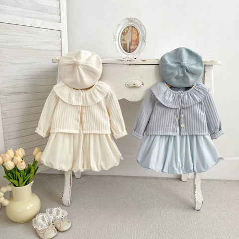 2 Pc Baby Girl Cardigan Bubble Dress Set