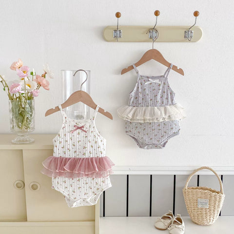 Baby Girl Ditsy Floral Ribbed Tutu Bodysuit