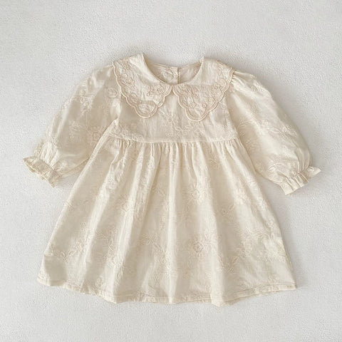 Girls Scallop Collar Vintage Style Bodysuit/Dress