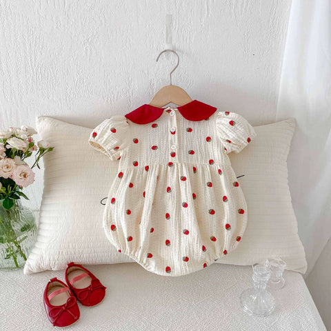 Baby Girl Strawberry Contrast Collar Bodysuit