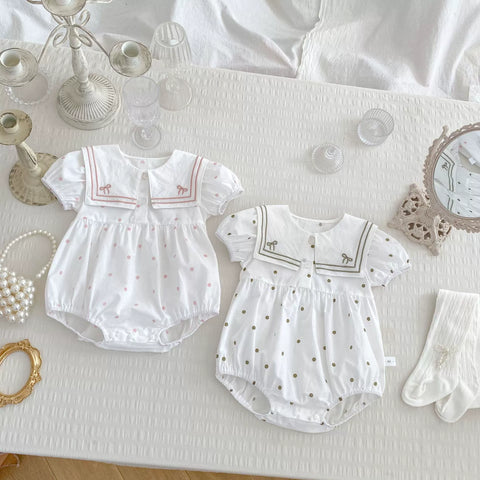 Baby Girl Polka Dot Sailor Collar Bodysuit