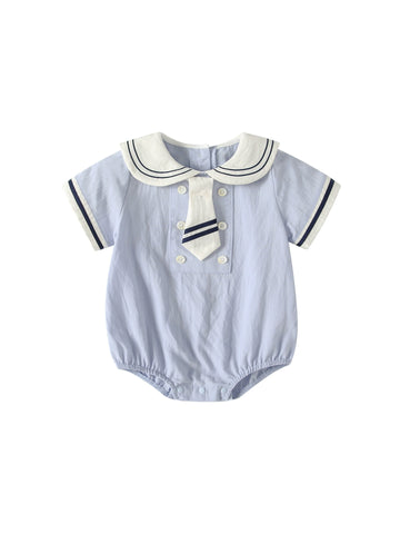 Baby Boy Preppy Tie Sailor Collar Bodysuit
