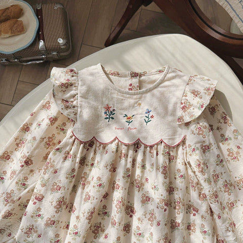 Girls Vintage Style Floral Print Dress