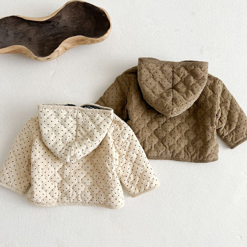 Unisex Baby Corduroy Polka Dot Fleece Line Jacket