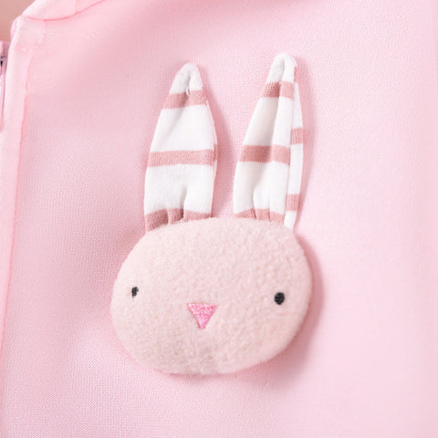 Baby Girl Fleece Lined 3D Bunny Patch Hooded Sweatshirt