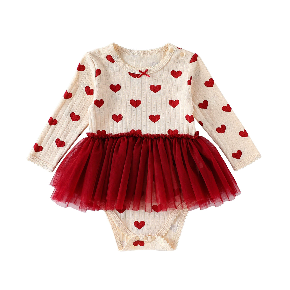 Baby Girl Heart Ribbed Tutu Bodysuit
