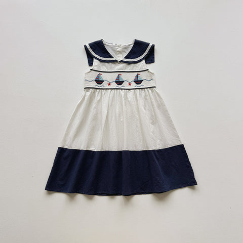 Girls Summer Sailboat Sailor Dress