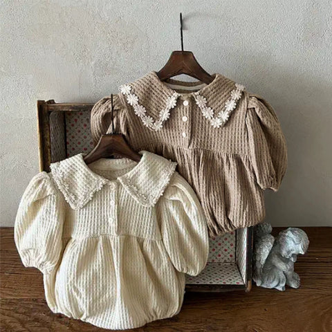 Baby Girls Waffle Knit Daisy Collar Bodysuit