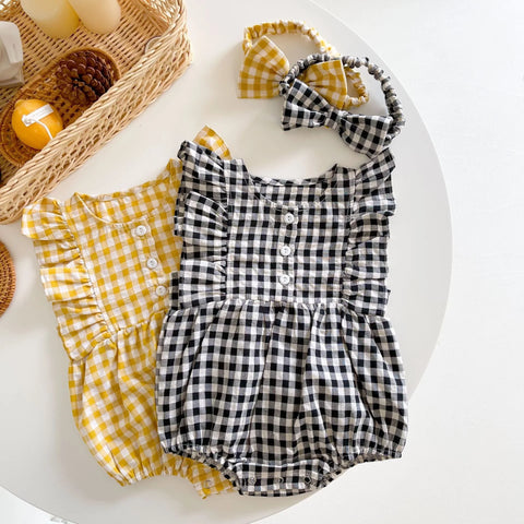 2 Pc Baby Girl Gingham Bodysuit Set