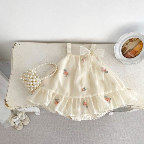 Baby Girl Flower Embroidered Mesh Dress