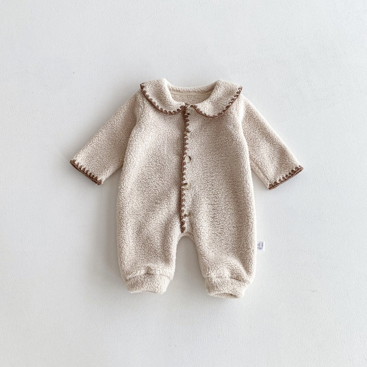 Baby Fluffy Cozy Contrast Stitch Romper