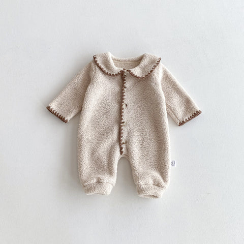 Baby Fluffy Cozy Contrast Stitch Romper