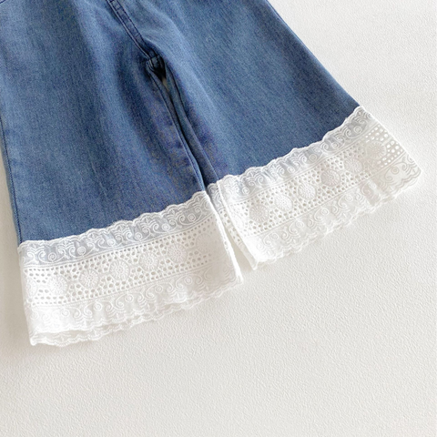 Toddler Girls Lace Hem Jeans
