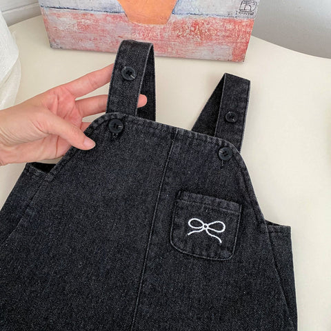 2 Pc Baby Girl Denim Overall with Collar Top