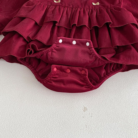 Baby Girl Fleece Lined Bow Bodysuit Dress