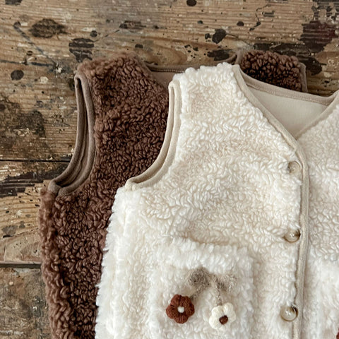 Baby Girl Shearling Autumn Flower Vest
