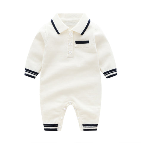 Baby Boy Knit Preppy Polo Romper