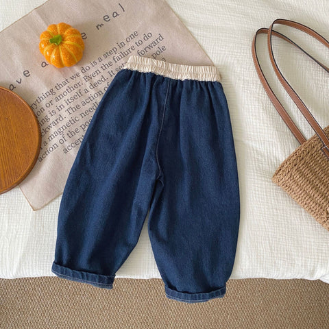 Toddler Barrel Contrast Waistband Jeans
