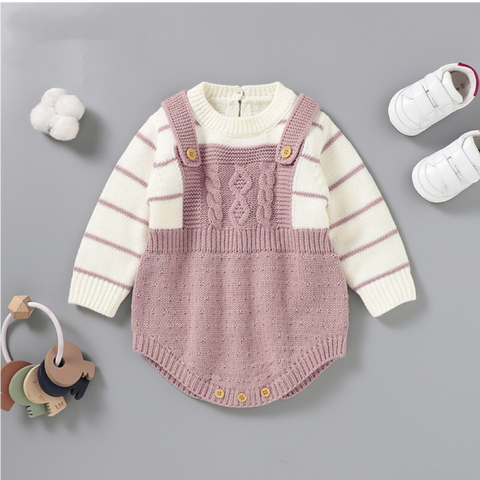 Baby Girl Knit Faux Overall Bodysuit