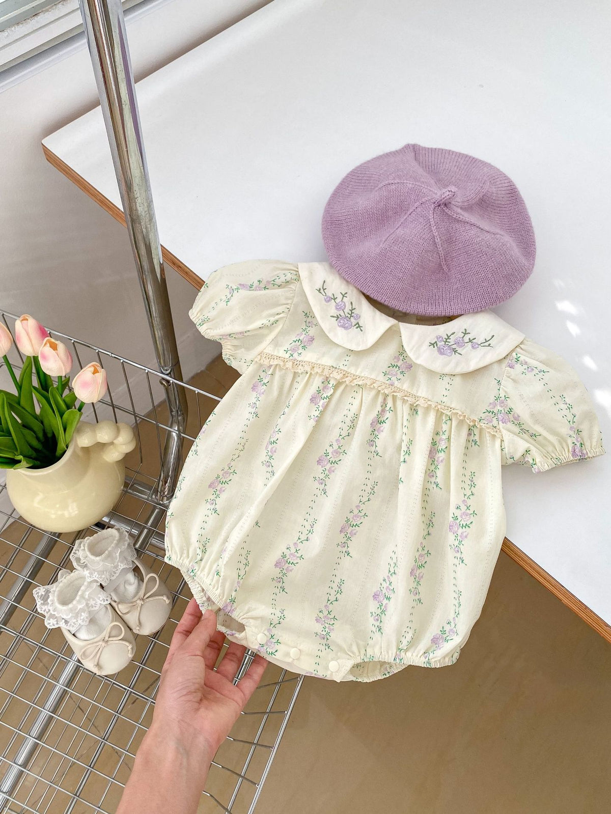 Baby Girl Spring Lavender Print Bodysuit