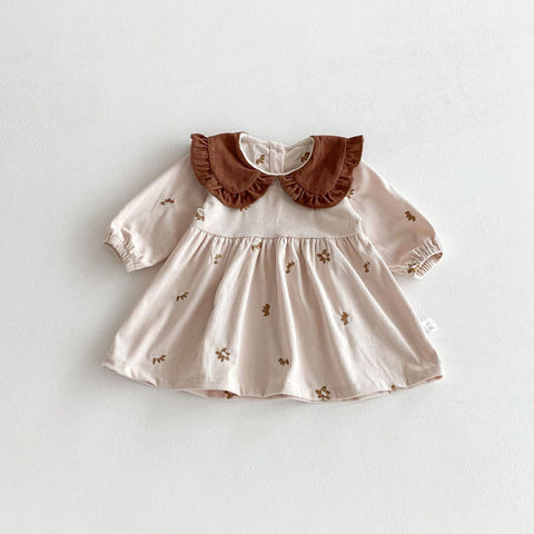 Baby Girl Ditsy Floral Corduroy Collar Dress