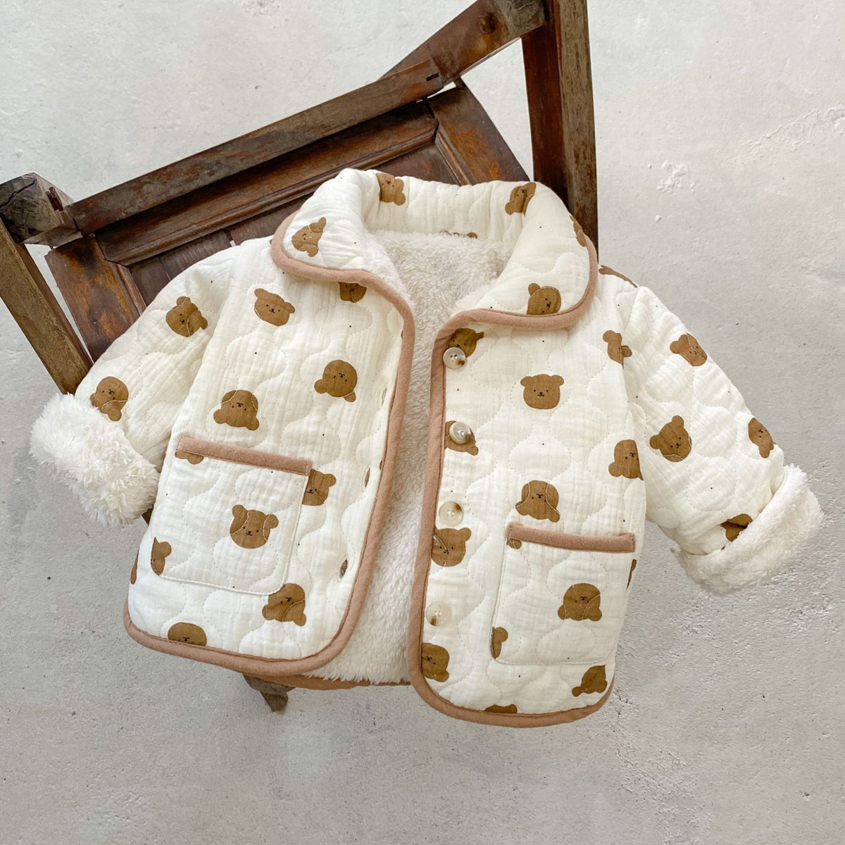 Baby Fleece Lined Cotton Bear Jacket