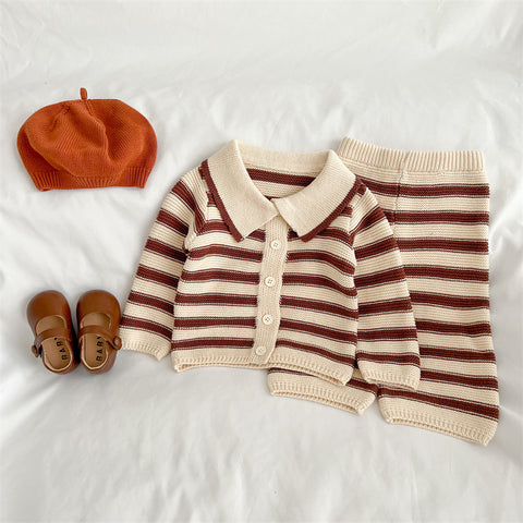 Girl Stripe Knit Sweater with Pants