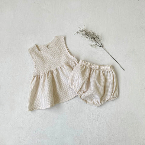 2 Pc Baby Girl Gingham Peplum Top & Bloomer