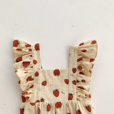 Baby Girls Strawberry Cotton Ruffle Bodysuit