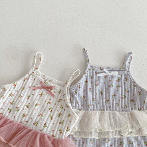 Baby Girl Ditsy Floral Ribbed Tutu Bodysuit