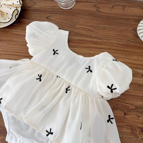 Baby Girls Squared Neck Bow Dress