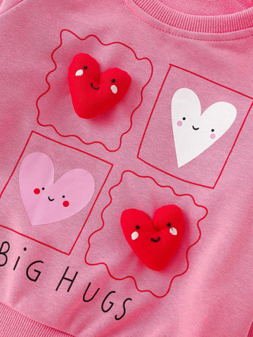 2 Pc Girls Big Hugs Sweatshirt & Gingham Leggings Set
