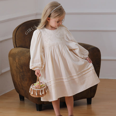 Girls Rustic Style Long Sleeve Dress