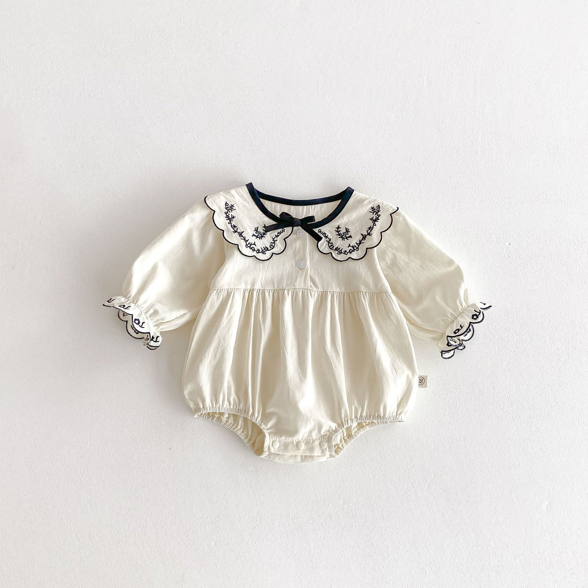 Baby Girl Embroidered Scallop Collar Bodysuit