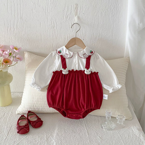 Baby Girl 2 in 1 Bunny Strawberry Bodysuit