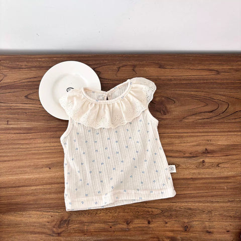 2 Pc Baby Girl Ribbed Shirt & Bloomer Skirt Set