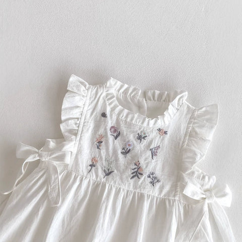 Baby Girl Mini Flower Bow Trim Bodysuit