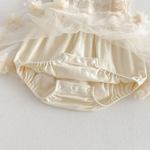 Baby Girl 3D Flower Hem Bodysuit Dress