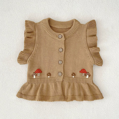 Baby Girl Autumn Mushroom Sweater Vest