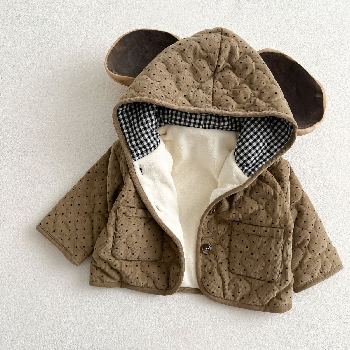 Unisex Baby Corduroy Polka Dot Fleece Line Jacket