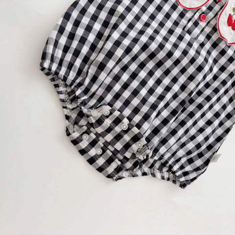 2 Pc Baby Girls Cherry Gingham Plaid Bodysuit