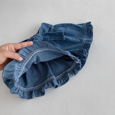 2 Pc Girl Boho Embroidery Top & Denim Shorts