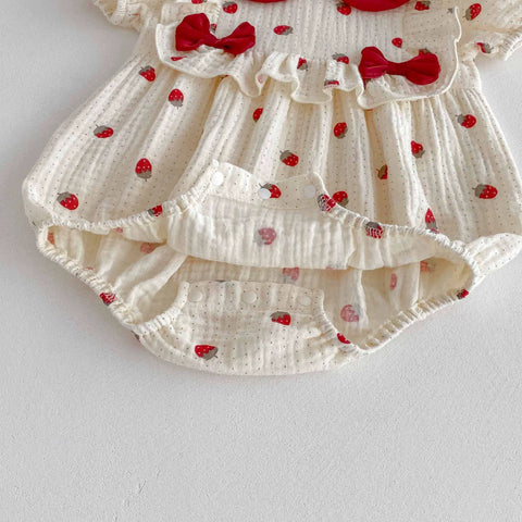 Baby Girl Strawberry Contrast Collar Bodysuit