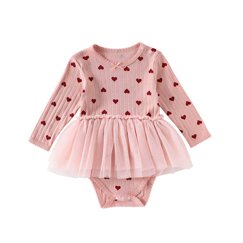 Baby Girl Heart Ribbed Tutu Bodysuit