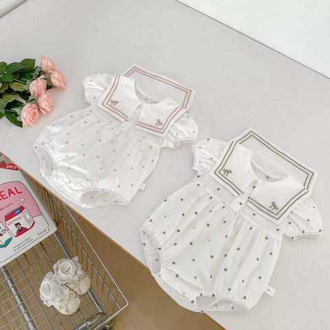 Baby Girl Polka Dot Sailor Collar Bodysuit