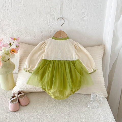Baby Girl 3D Flower Mesh Bodysuit Dress