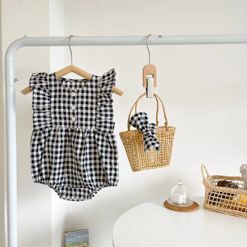 2 Pc Baby Girl Gingham Bodysuit Set